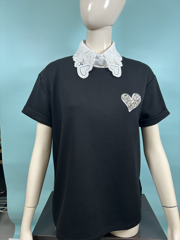 heart lace false collar