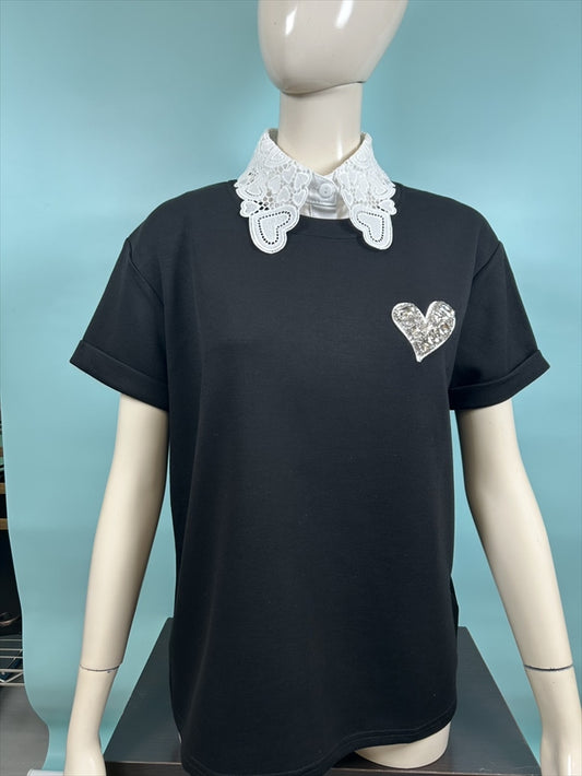 heart lace false collar