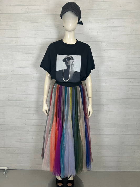multi color tulle skirt