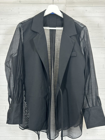 sleeve back see through tailored jacket