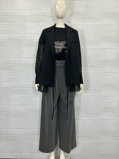 sleeve back see through tailored jacket