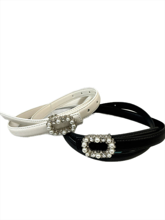 square narrow belt with pearl