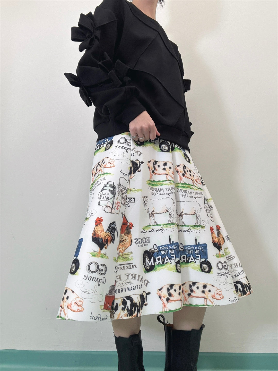 FARM printed bonded skirt