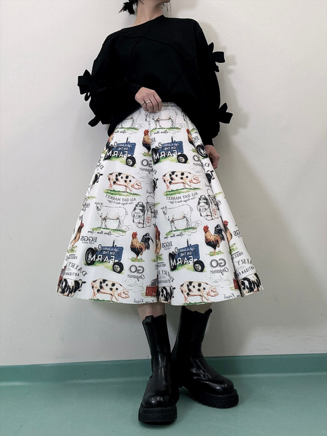 FARM printed bonded skirt