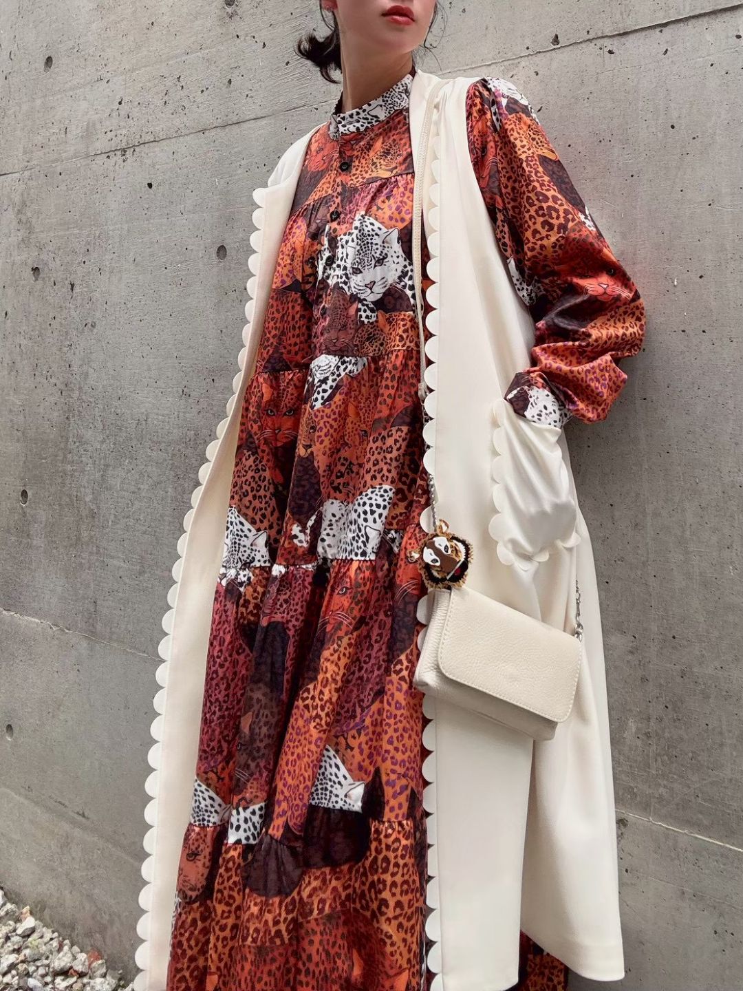 petite scalloped long gilet