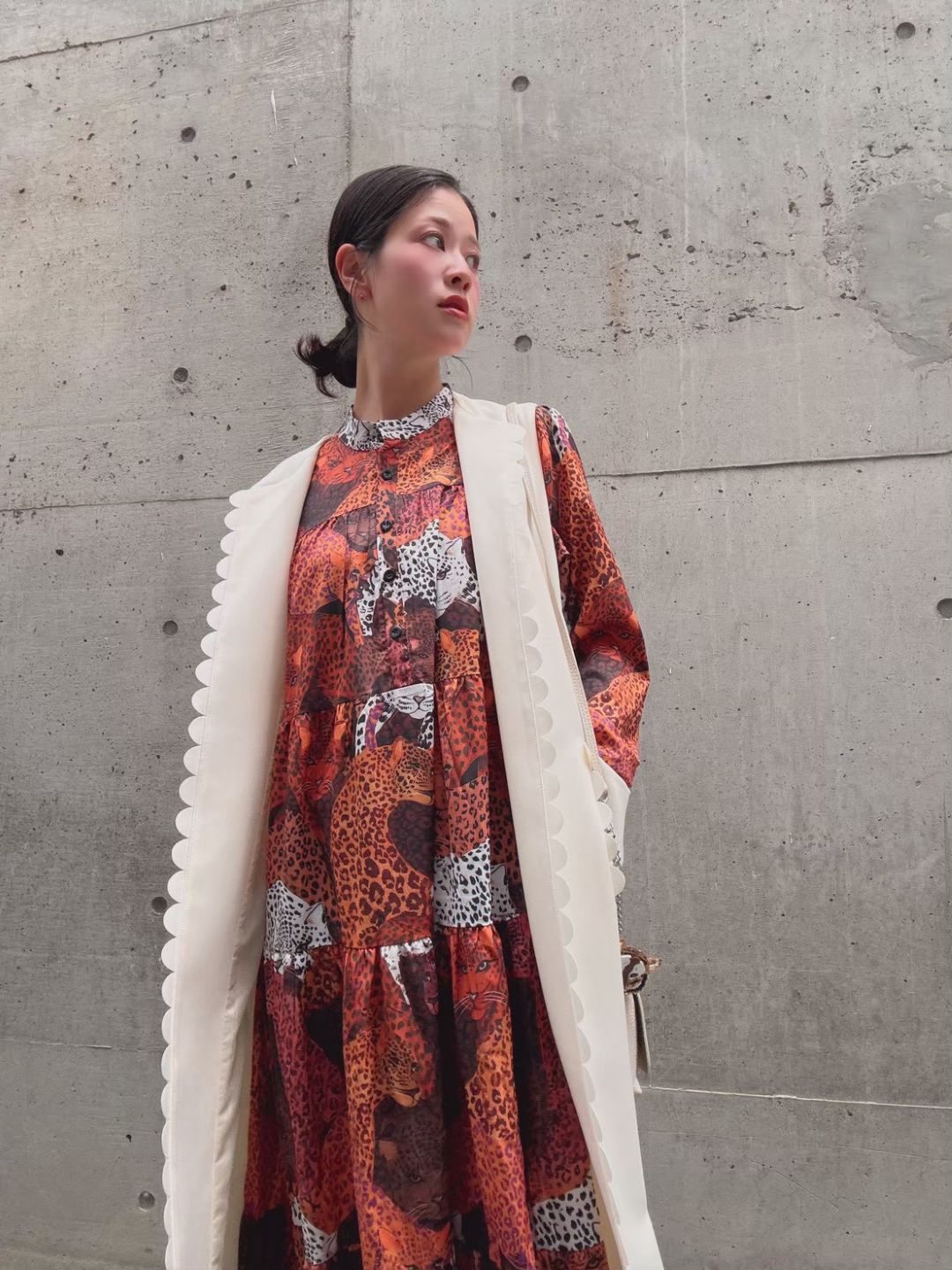 petite scalloped long gilet