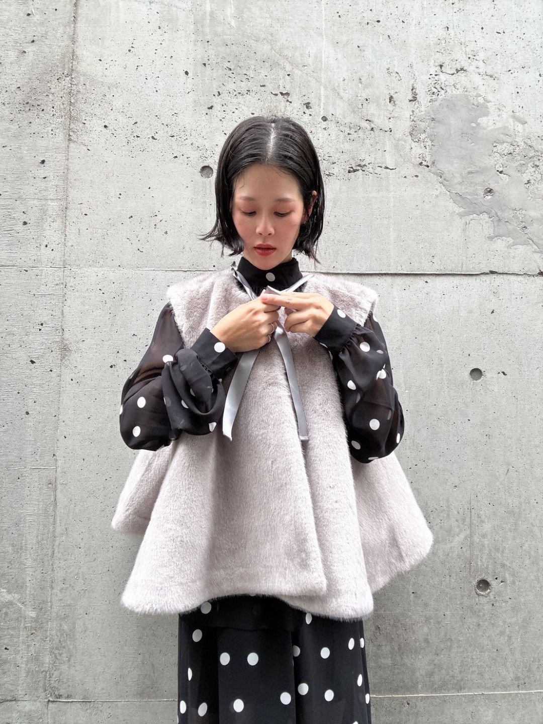 fake fur flare poncho