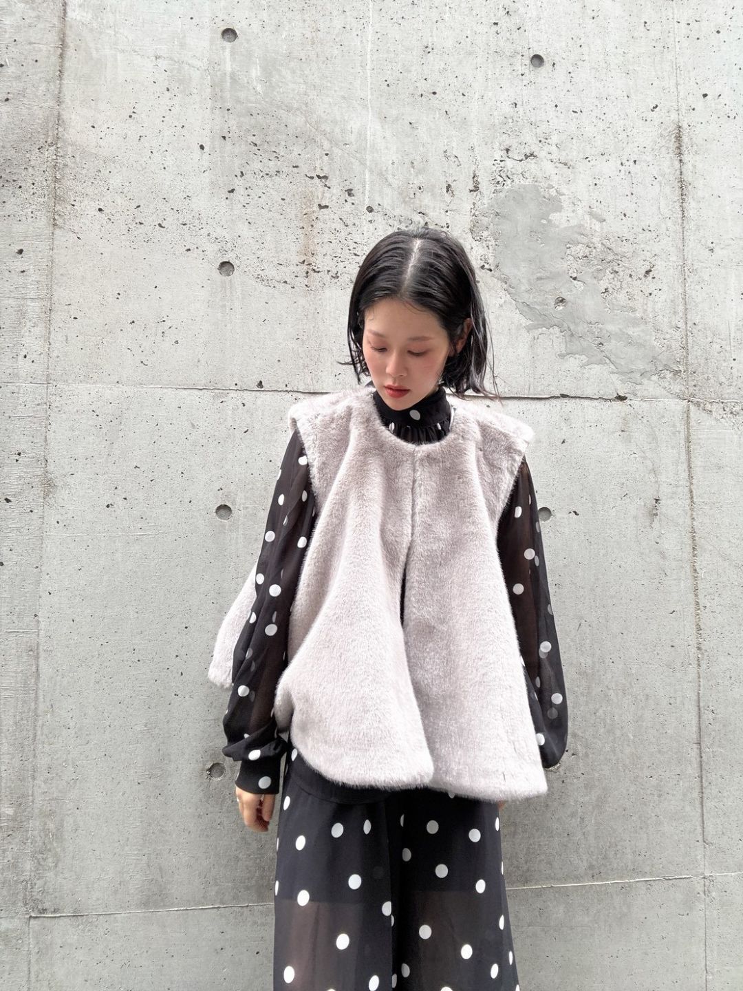 fake fur flare poncho