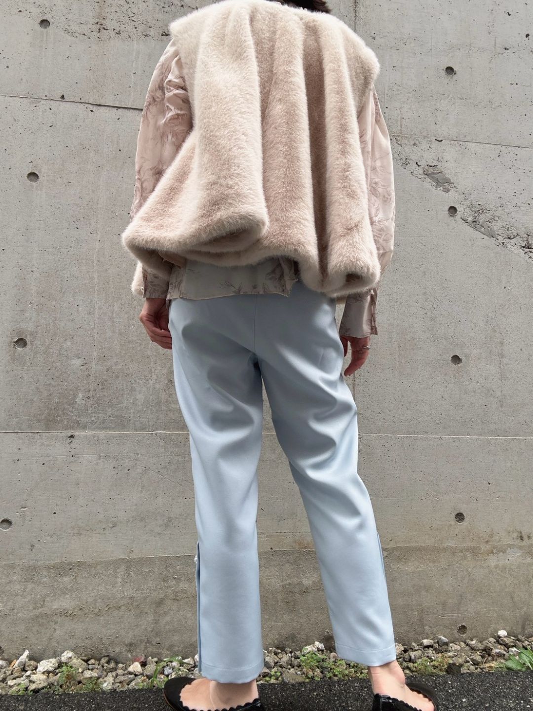 fake fur flare poncho