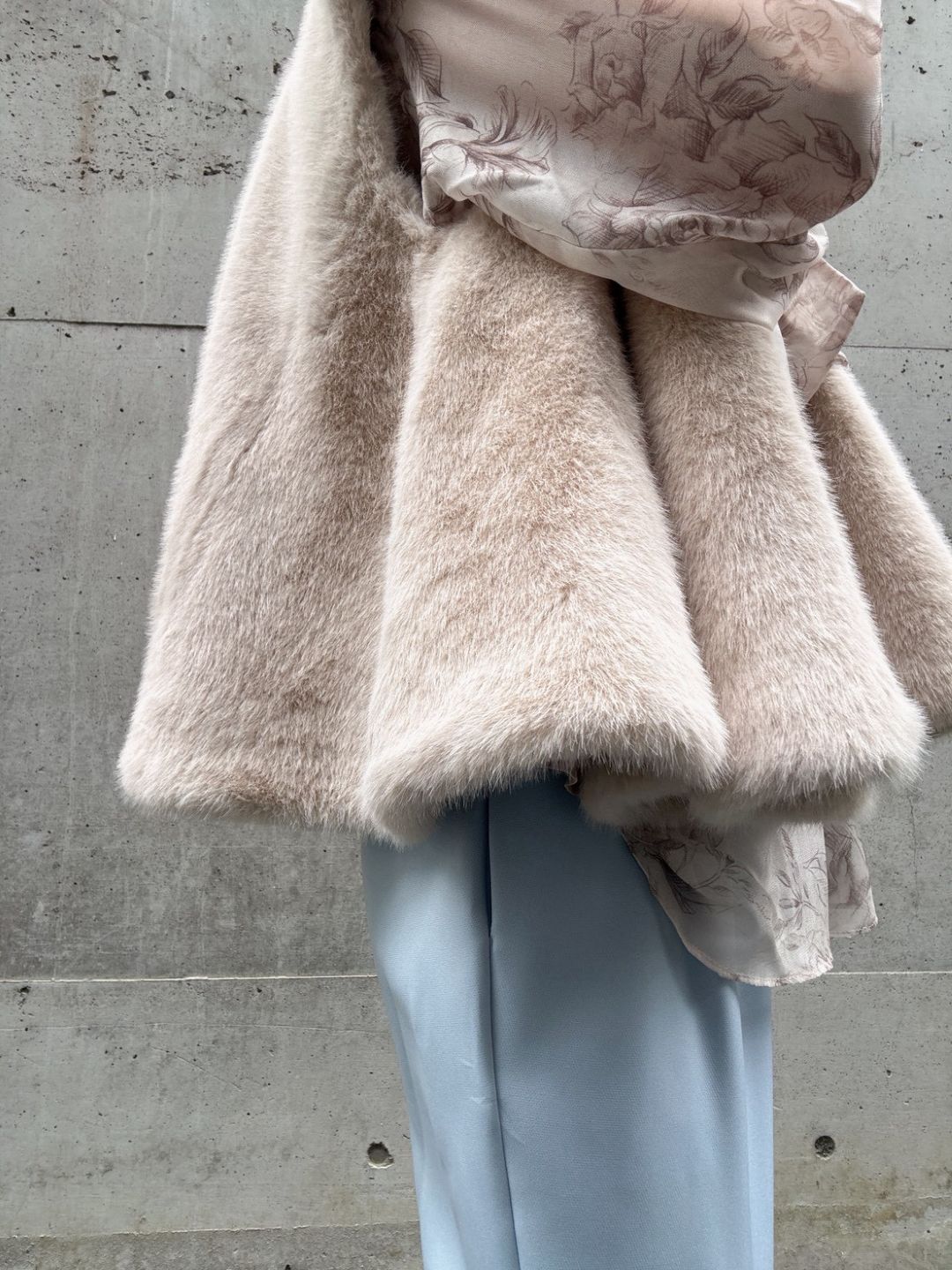 fake fur flare poncho