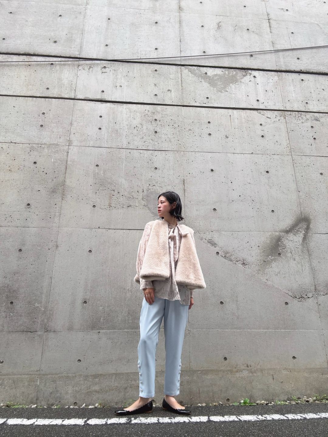 fake fur flare poncho