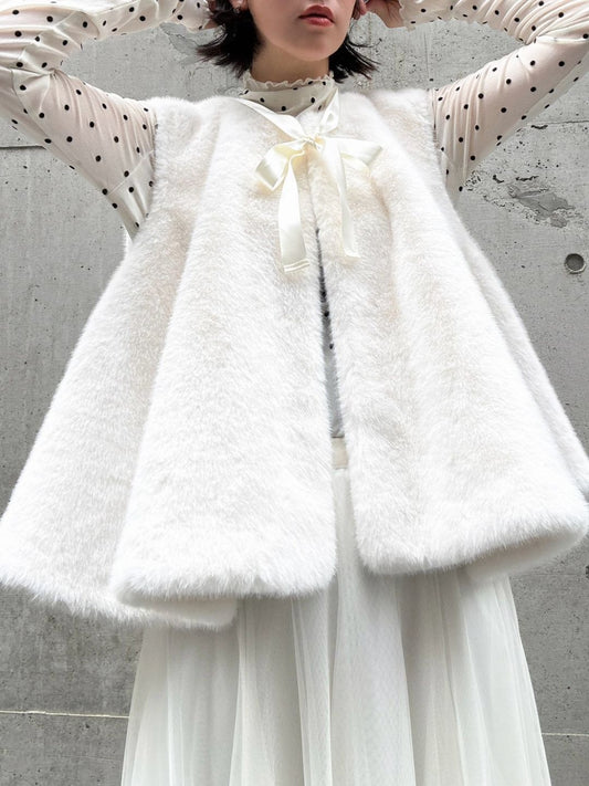fake fur flare poncho
