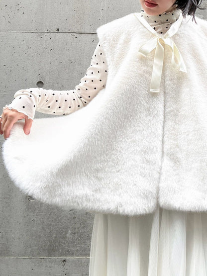 fake fur flare poncho
