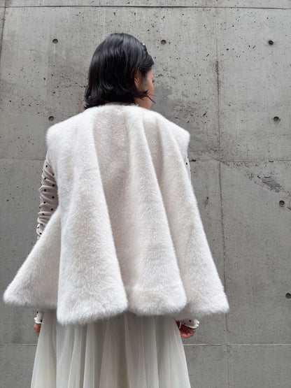 fake fur flare poncho