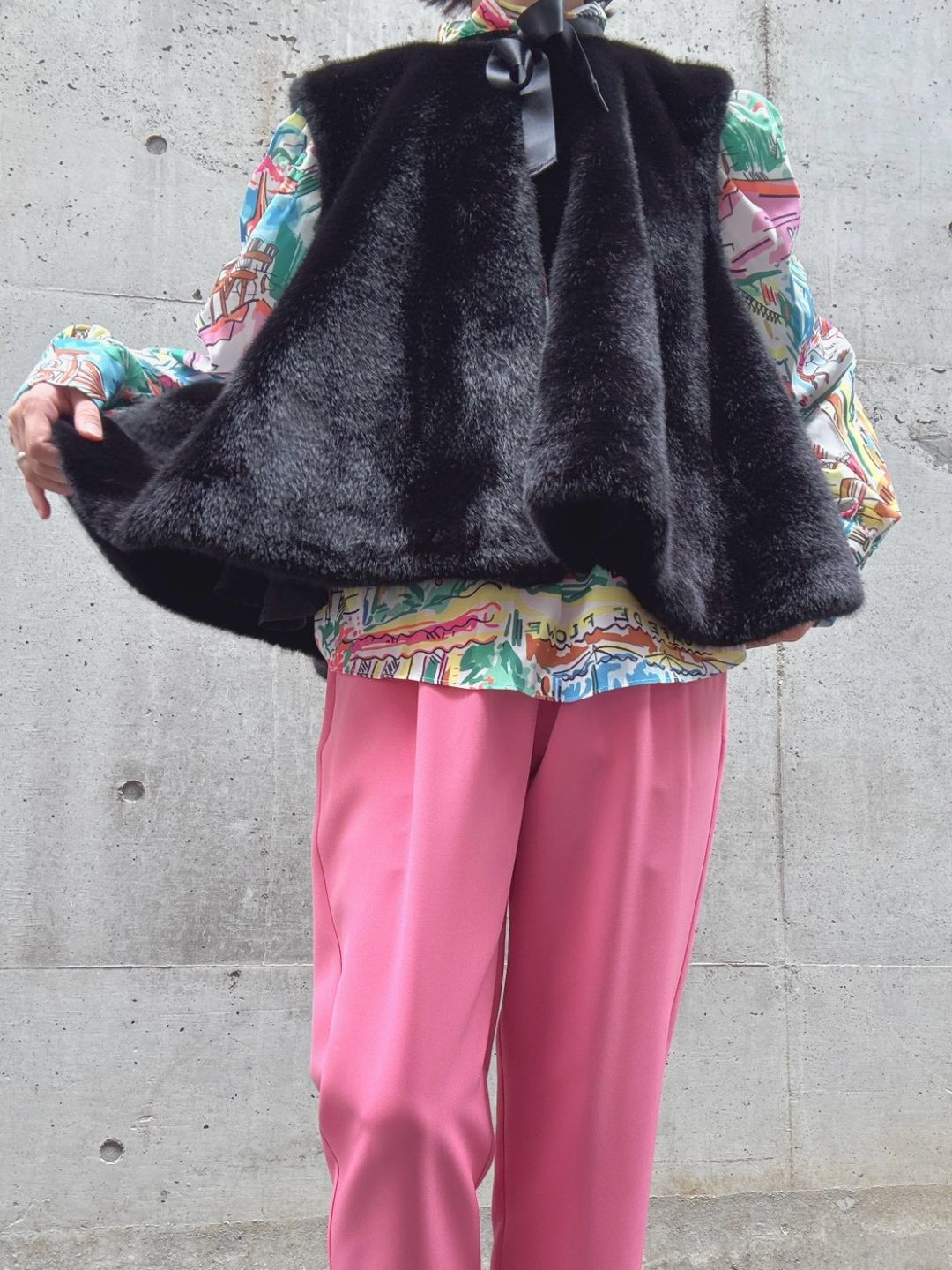 fake fur flare poncho
