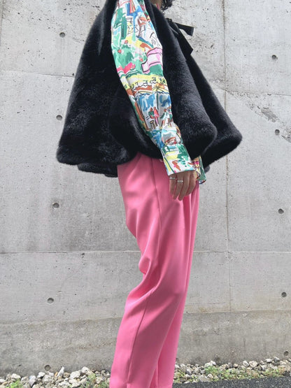 fake fur flare poncho