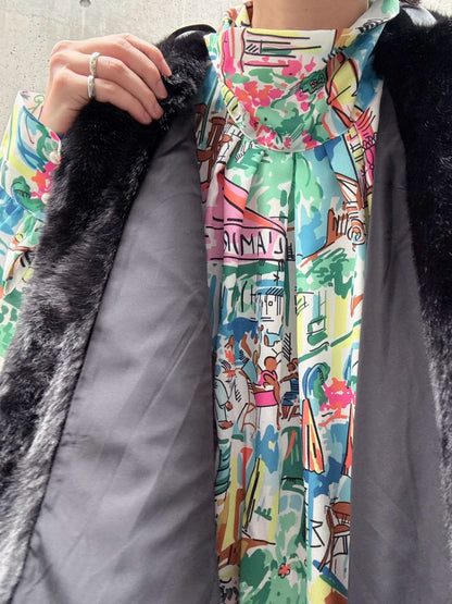 fake fur flare poncho