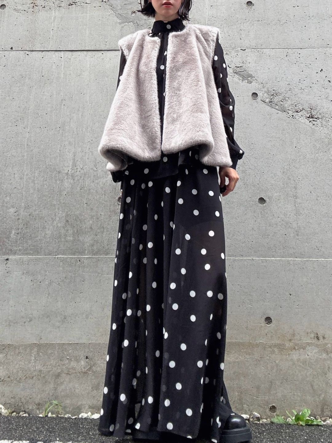 fake fur flare poncho