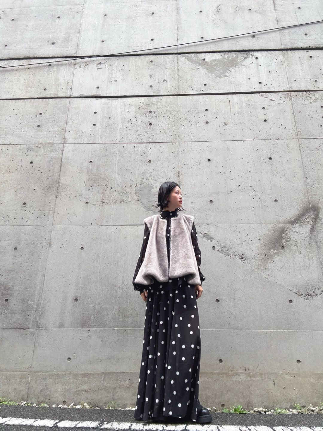 fake fur flare poncho