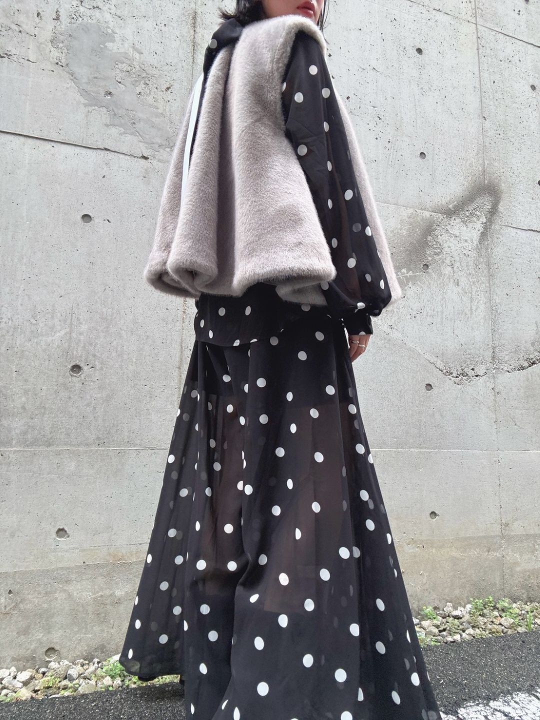 fake fur flare poncho