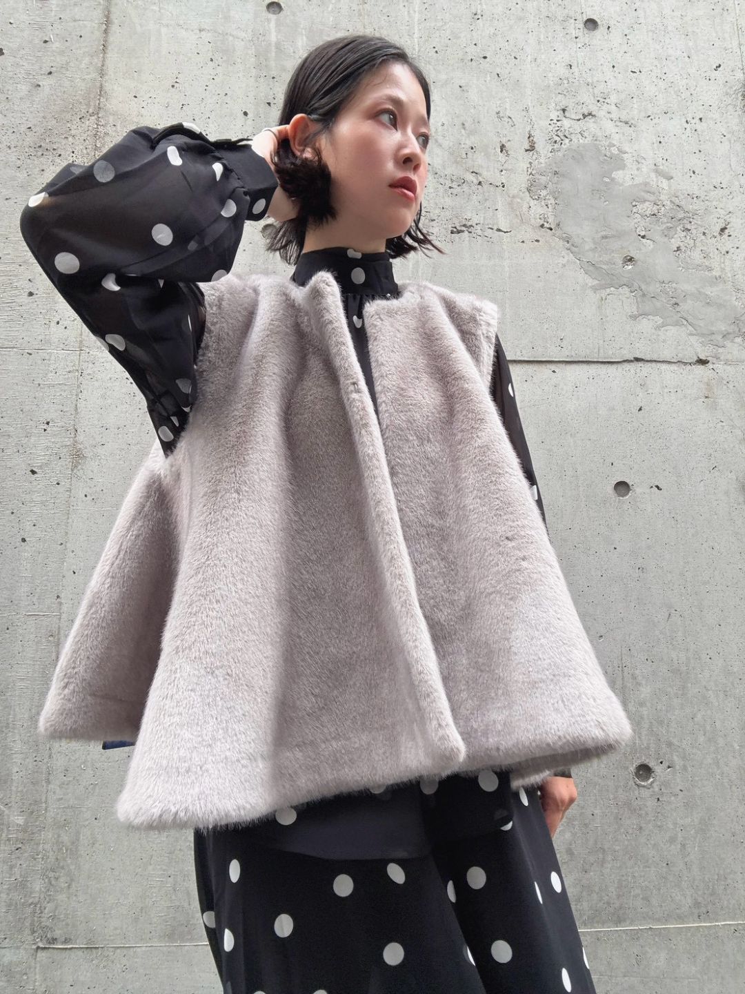 fake fur flare poncho