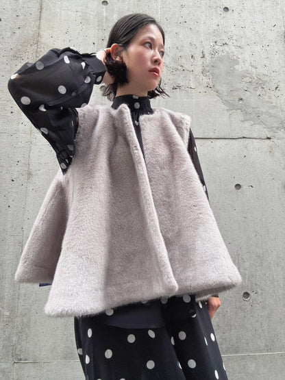 fake fur flare poncho
