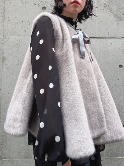 fake fur flare poncho