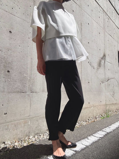 2way sleeve balloon tulle layered blouse