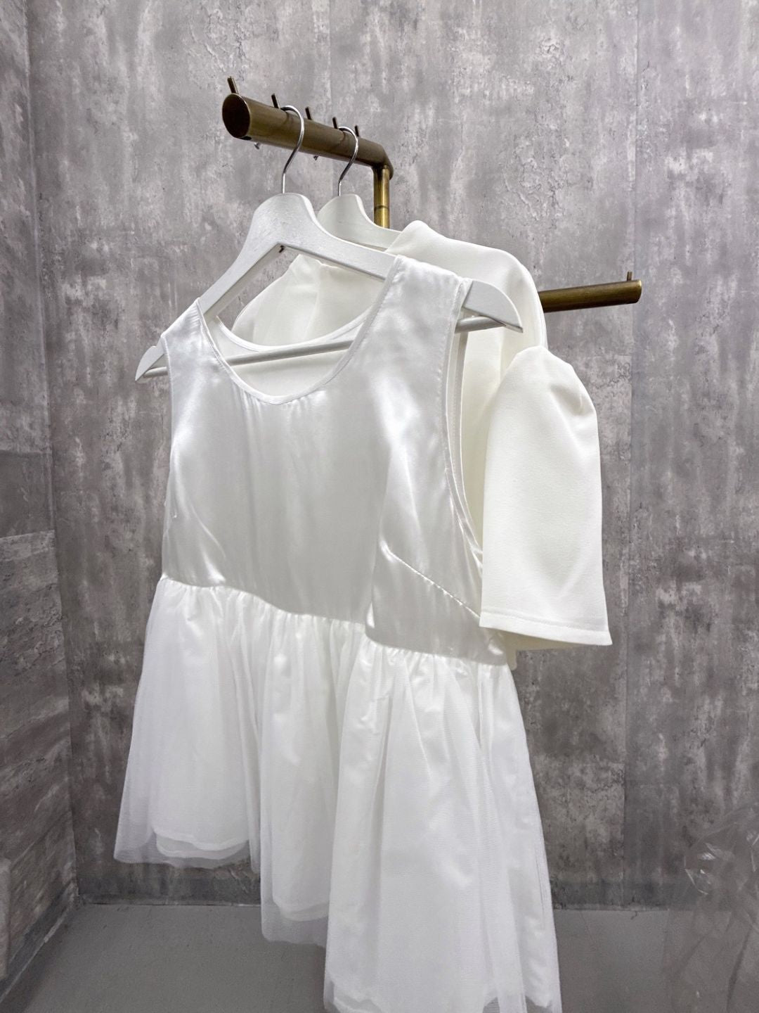 2way sleeve balloon tulle layered blouse
