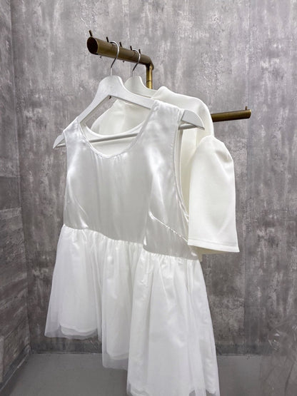 2way sleeve balloon tulle layered blouse