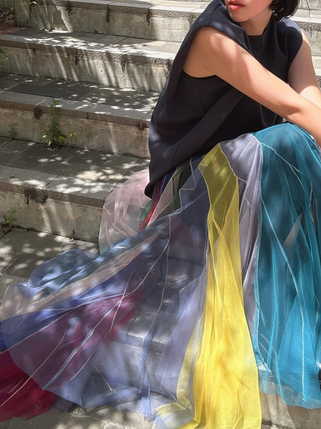 multi color tulle skirt