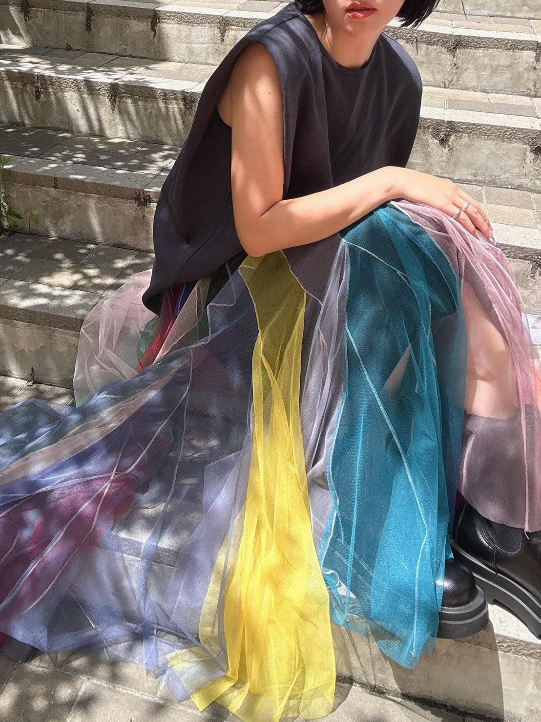 multi color tulle skirt