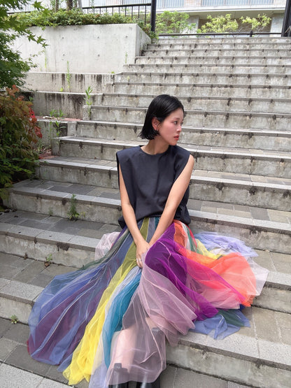 multi color tulle skirt