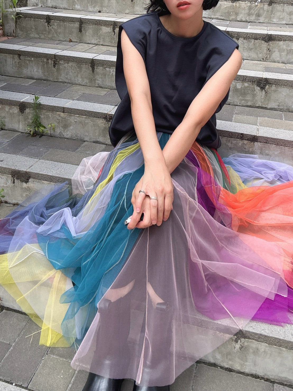 multi color tulle skirt