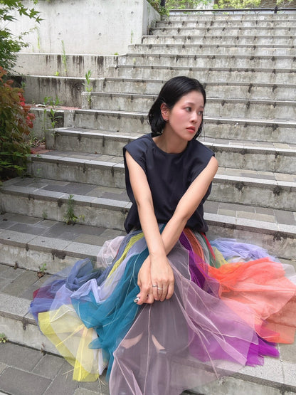 multi color tulle skirt