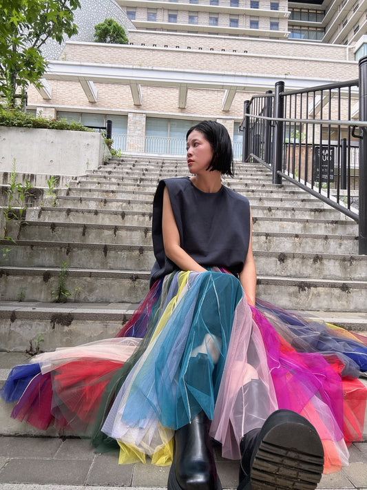 multi color tulle skirt