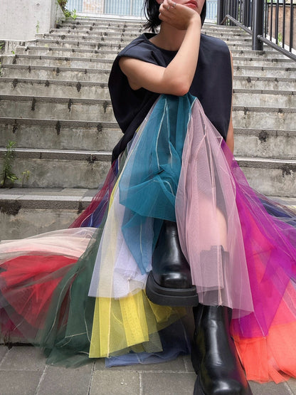 multi color tulle skirt