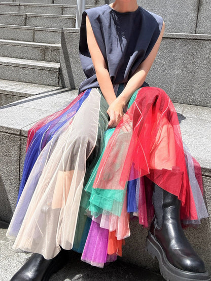multi color tulle skirt