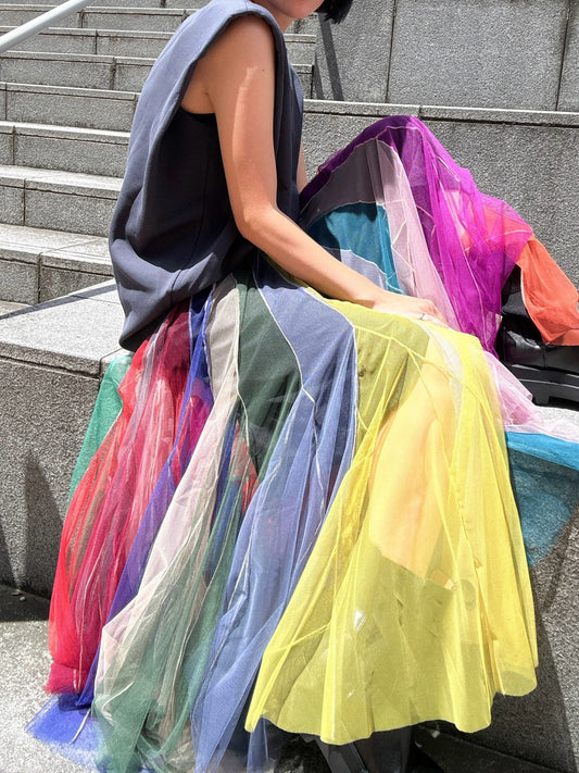 multi color tulle skirt
