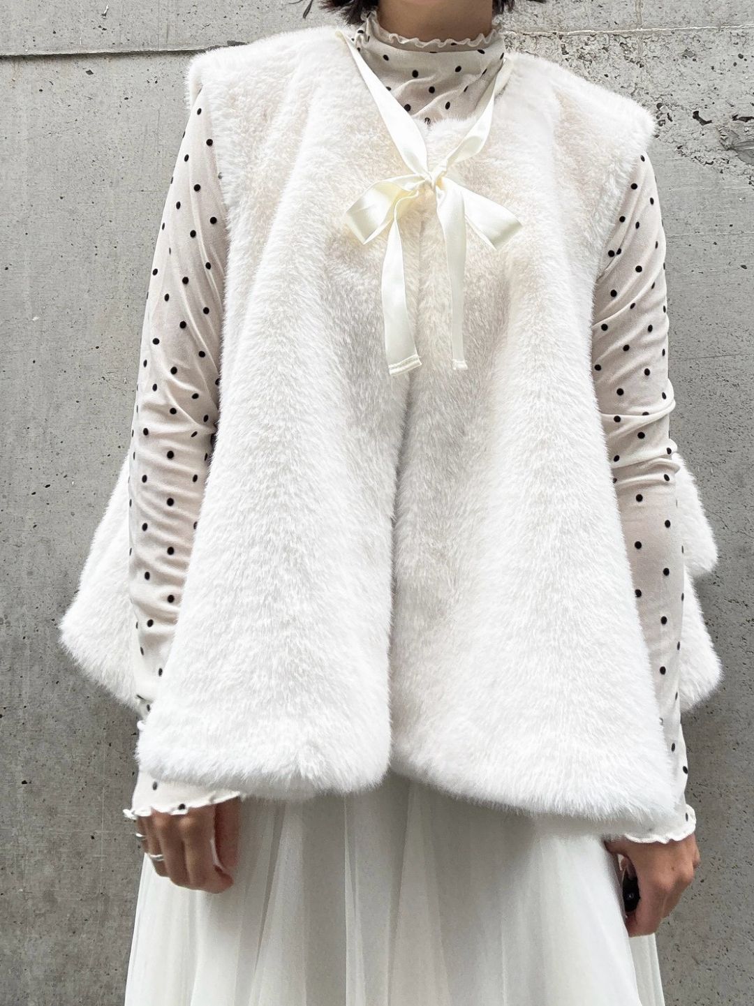 dot pattern see-through cut and sew