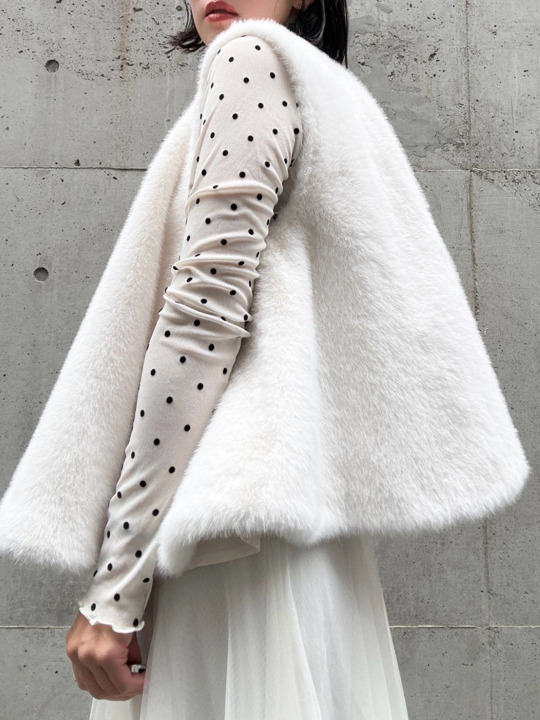 dot pattern see-through cut and sew