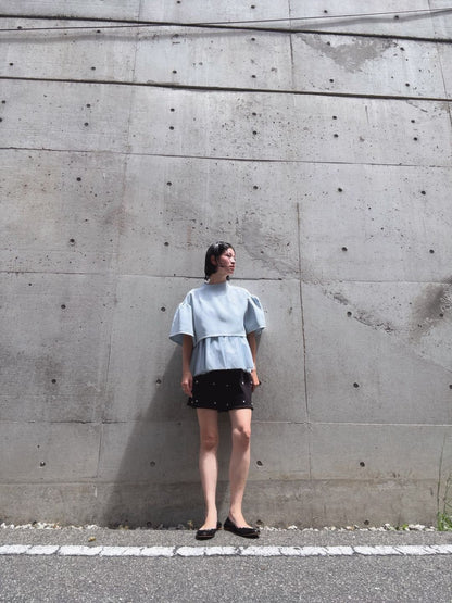 2way sleeve balloon tulle layered blouse
