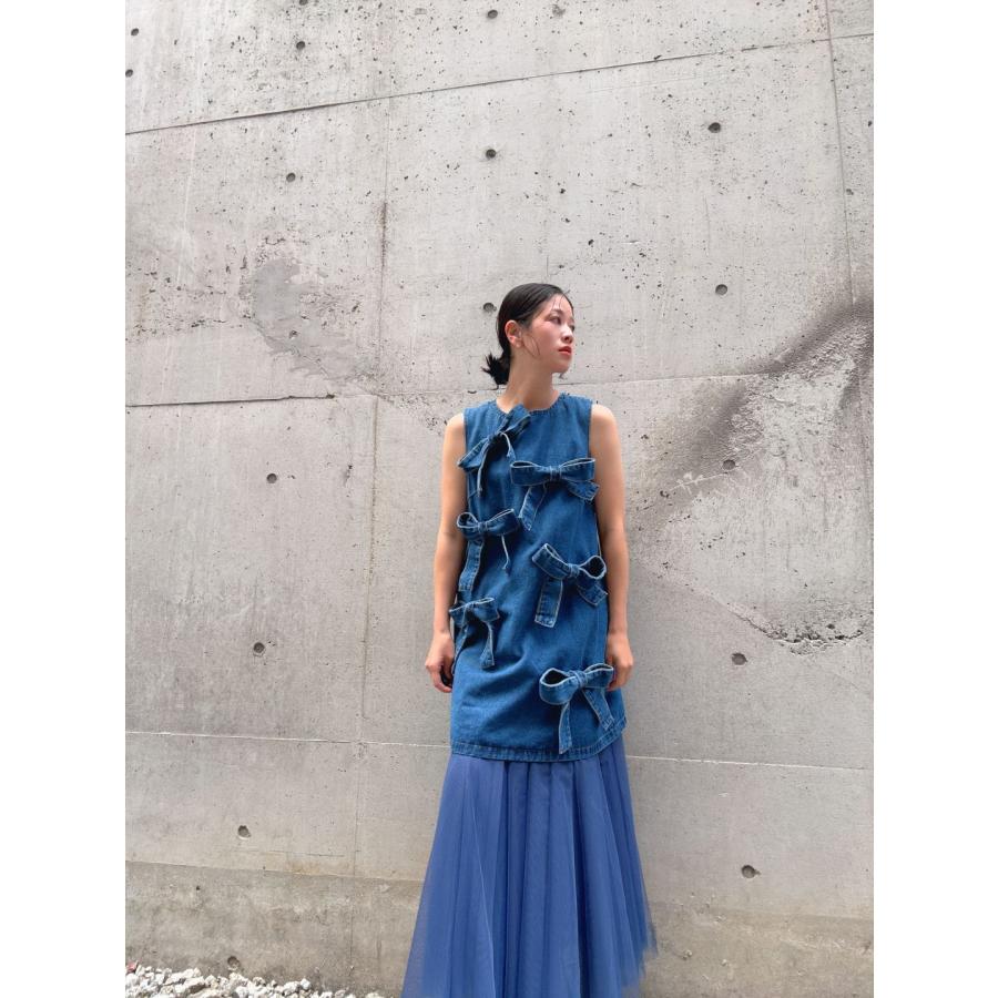 ribbon denim one-piece