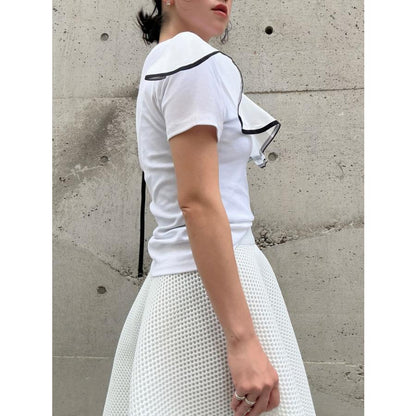 piping frill pullover